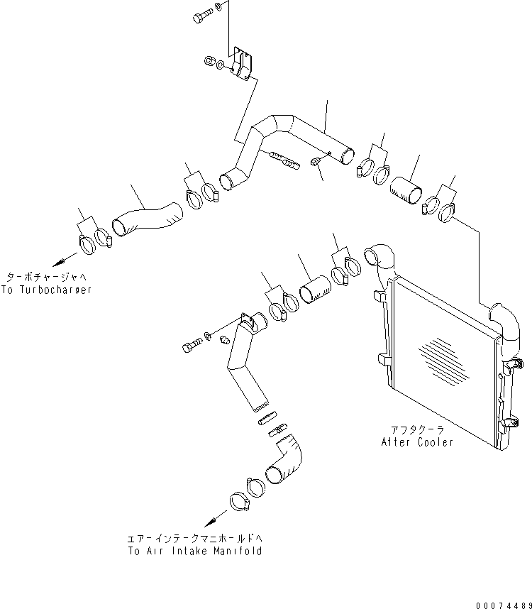 Wheel Loaders Komatsu / WA700-3 S/N 50001-UP(wa700-3c) / RADIATOR (AFTER COOLER PIPING)(#51075-)(060140 : C0110-06B0)