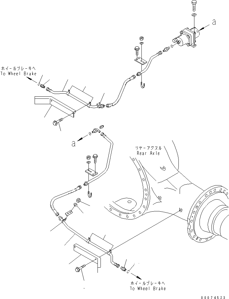 Wheel Loaders Komatsu / WA700-3 S/N 50001-UP(wa700-3c) / REAR AXLE (REAR BRAKE PIPING)(#51075-)(150830 : F4500-07B0)