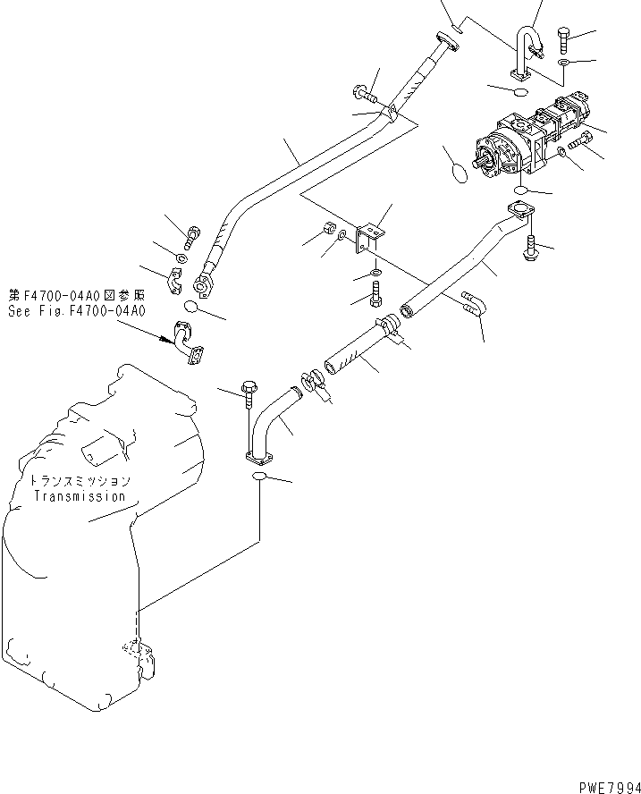 Wheel Loaders Komatsu / WA700-3 S/N 50001-UP(wa700-3c) / TORQUE CONVERTER AND TRANSMISSION LINE (PUMP PIPING)(#50001-51074)(150850 : F4700-01A0)