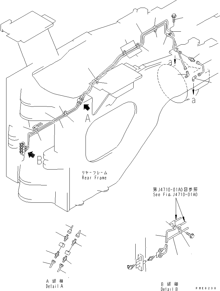 Wheel Loaders Komatsu / WA700-3 S/N 50001-UP(wa700-3c) / REMOTE GREASE (REAR ? 2/2)(#50001-51074)(210580 : J4710-14A0)