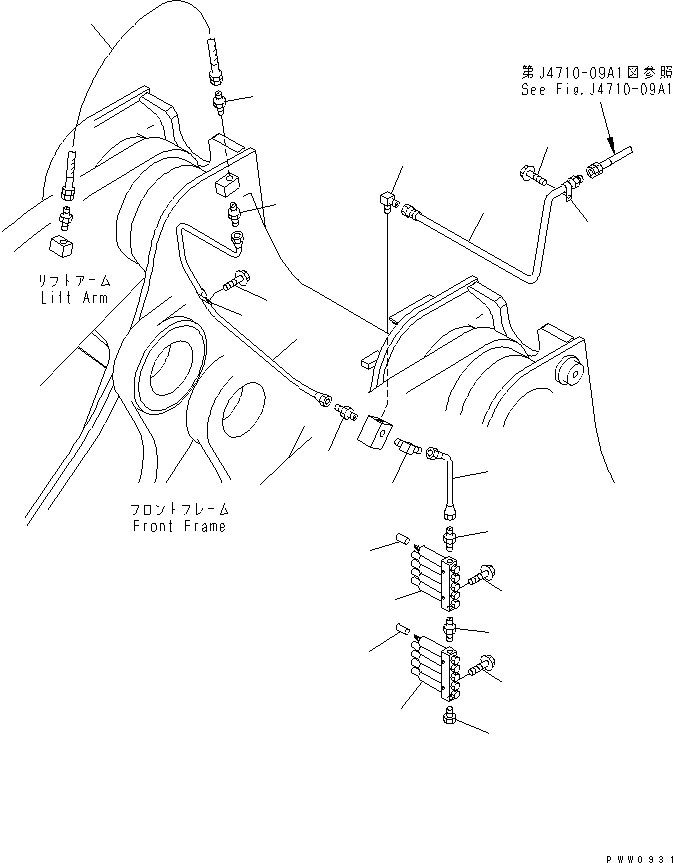Wheel Loaders Komatsu / WA700-3 S/N 50001-UP(wa700-3c) / AUTO GREASE (FRONT FRAME INJECTOR LINE)(#50001-51074)(210460 : J4710-07A1)