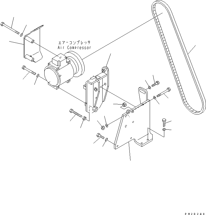 Wheel Loaders Komatsu / WA700-3 S/N 50001-UP(wa700-3c) / AIR CONDITIONER MOUNTING AND PIPING (AIR COMPRESSOR MOUNTING)(#51001-51074)(241170 : K0711-01A0A)