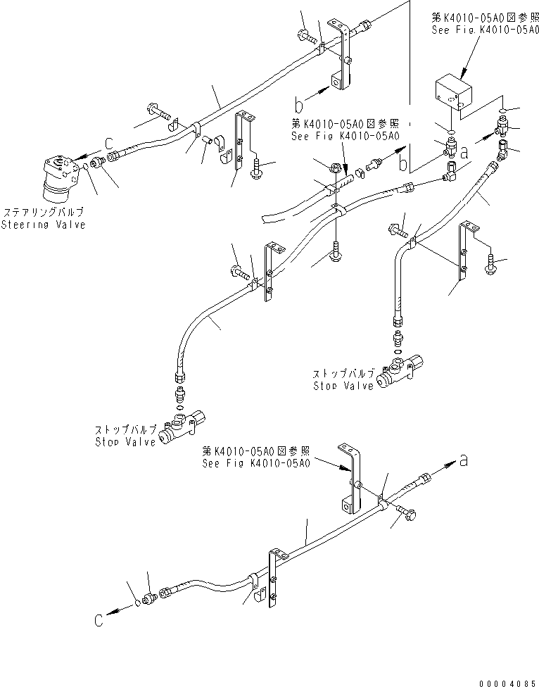 Wheel Loaders Komatsu / WA700-3 S/N 50001-UP(wa700-3c) / FLOOR (HYDRAULIC PIPING ? STEERING VALVE TO STOP VALVE)(#51001-51074)(241470 : K4010-04A0)