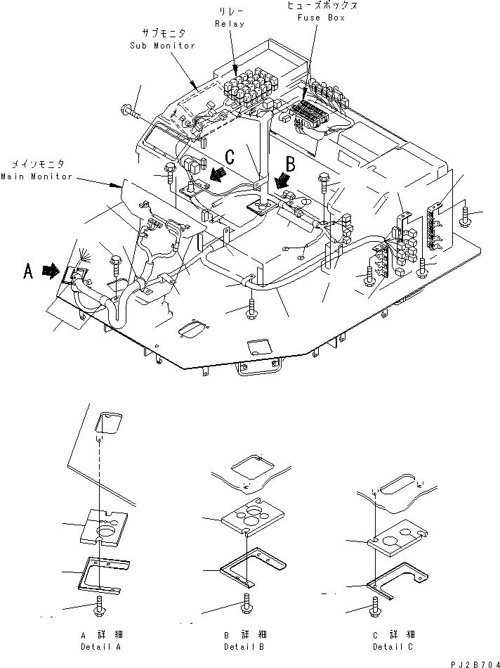 Wheel Loaders Komatsu / WA700-3 S/N 50001-UP(wa700-3c) / FLOOR HARNESS (FLOOR LINE) (EXCEPT JAPAN) (FOR MODULAR MINING SYSTEM)(#50005-51074)(242850 : K4210-01A4)