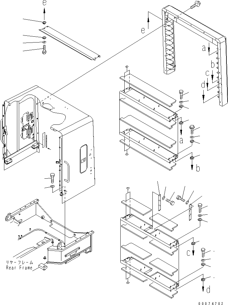 Wheel Loaders Komatsu / WA700-3 S/N 50001-UP(wa700-3c) / HOOD (RADIATOR GUARD AND REAR DUCT MOUNTING PARTS) (TBG SPEC.)(#51075-)(270450 : M4110-05C2)