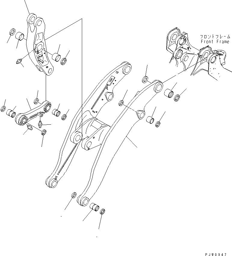 Wheel Loaders Komatsu / WA700-3 S/N 50001-UP(wa700-3c) / LIFT ARM AND BELLCRANK (WITH AUTO GREASE)(#50001-51074)(330020 : T4110-01A1)