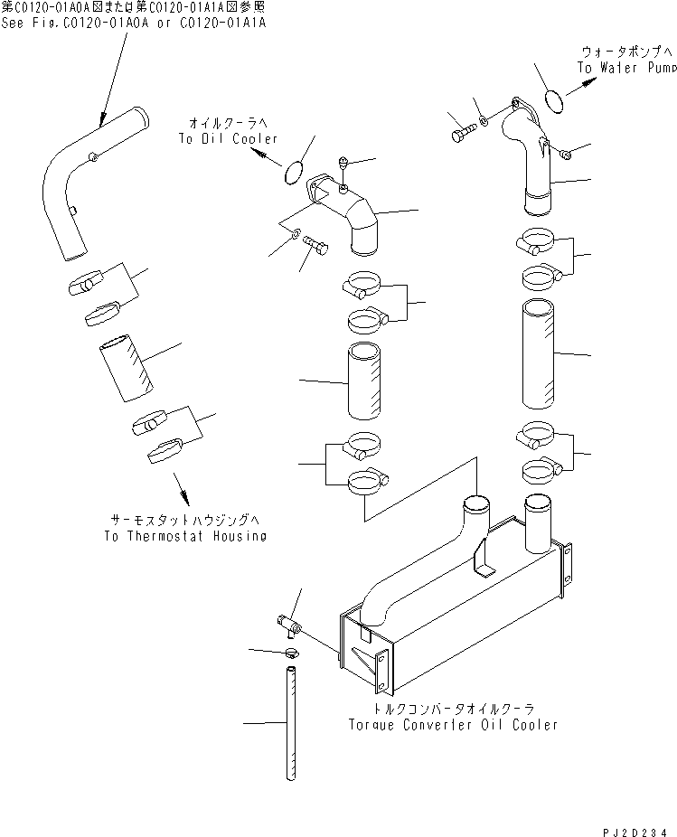 Wheel Loaders Komatsu / WA700-3 S/N 50001-UP(wa700-3r) / COOLING LINE (TORQUE CONVERTER COOLER PIPING)(#51001-)(060080 : C0120-02A0A)
