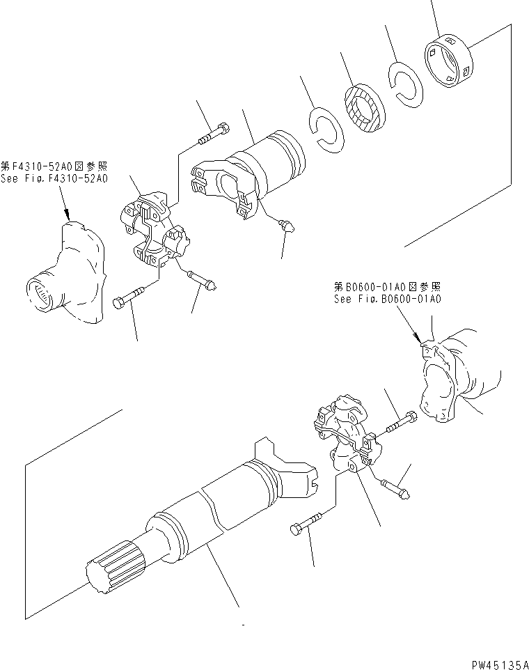Wheel Loaders Komatsu / WA700-3 S/N 50001-UP(wa700-3r) / DRIVE SHAFT (UNIVERSAL JOINT)(150010 : F4200-01A0)
