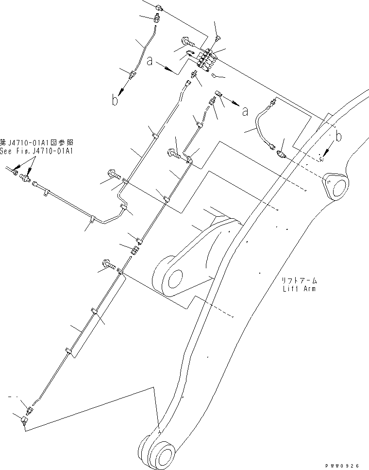 Wheel Loaders Komatsu / WA700-3 S/N 50001-UP(wa700-3r) / AUTO GREASE (FOR LIFT ARM¤ L.H.)(210180 : J4710-02A1)