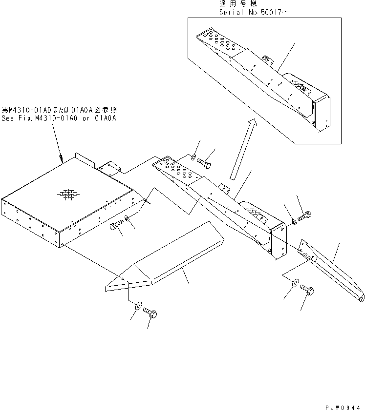 Wheel Loaders Komatsu / WA700-3 S/N 50001-UP(wa700-3r) / FENDER AND LADDER (ENGINE FOOD SIDE¤ L.H.)(270360 : M4310-02A0)