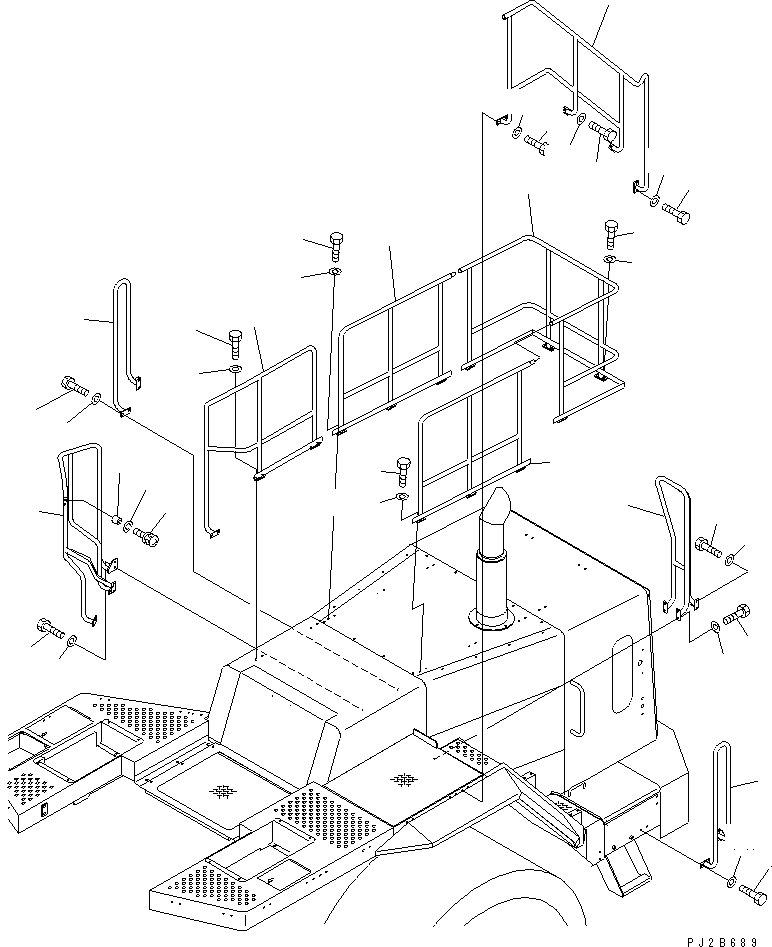 Wheel Loaders Komatsu / WA700-3 S/N 50001-UP(wa700-3r) / LADDER RAIL (ENGINE HOOD SIDE) (FOR RUST PROOF SPEC.)(#50023-)(270430 : M4320-02A3)