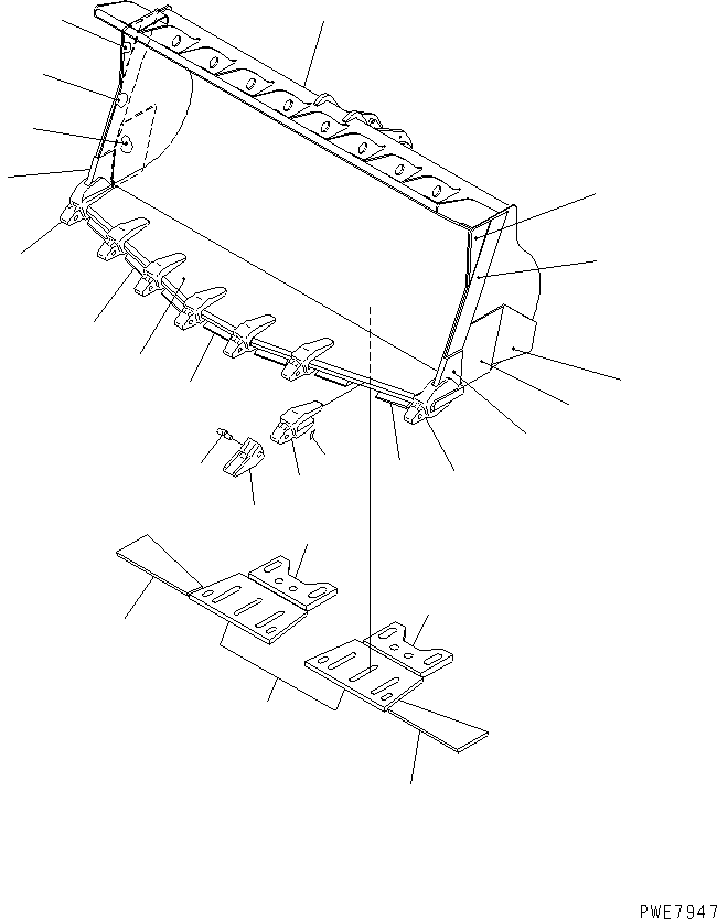 Wheel Loaders Komatsu / WA700-3 S/N 50001-UP(wa700-3r) / SPADE NOSE BUCKET¤ 8.7M3 (WITH TOOTH) (WITH TIRE GUARD)(330120 : T4120-01A0)