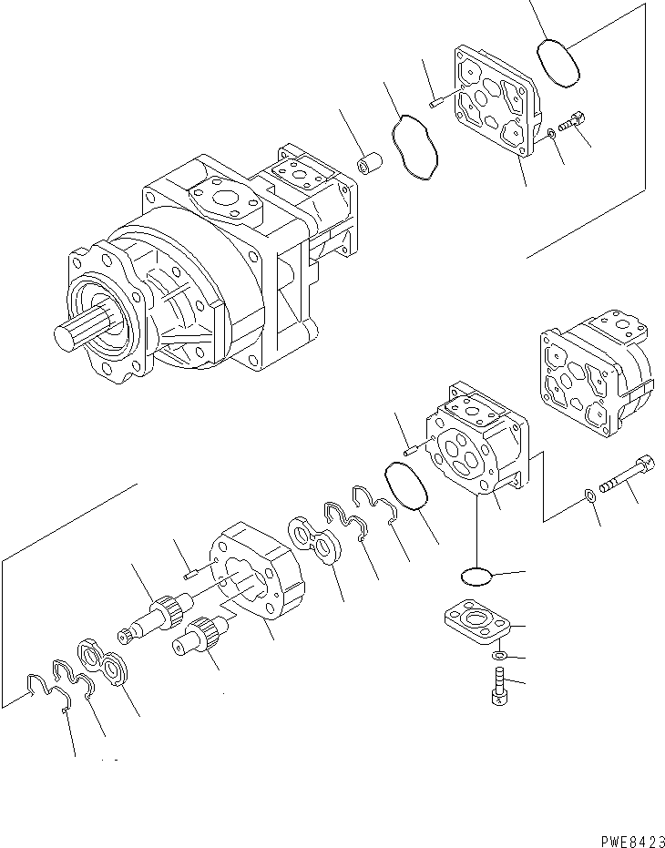 Wheel Loaders Komatsu / WA700-3 S/N 50001-UP(wa700-3r) / TORQUE CONVERTER AND P.P.C. PUMP (3/4)(420640 : Y1610-33A0)