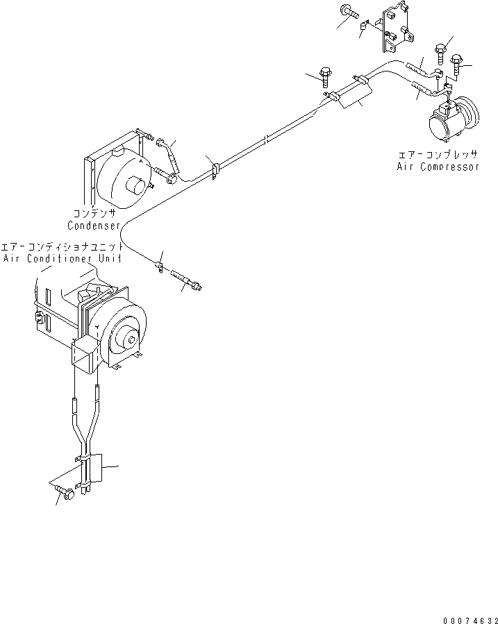 Wheel Loaders Komatsu / WA700-3 S/N 50001-UP (KA Spec.)(wa700-4c) / AIR CONDITIONER MOUNTING AND PIPING (AIR COMPRESSOR PIPING)(#51075-)(240770 : K0711-02B0)