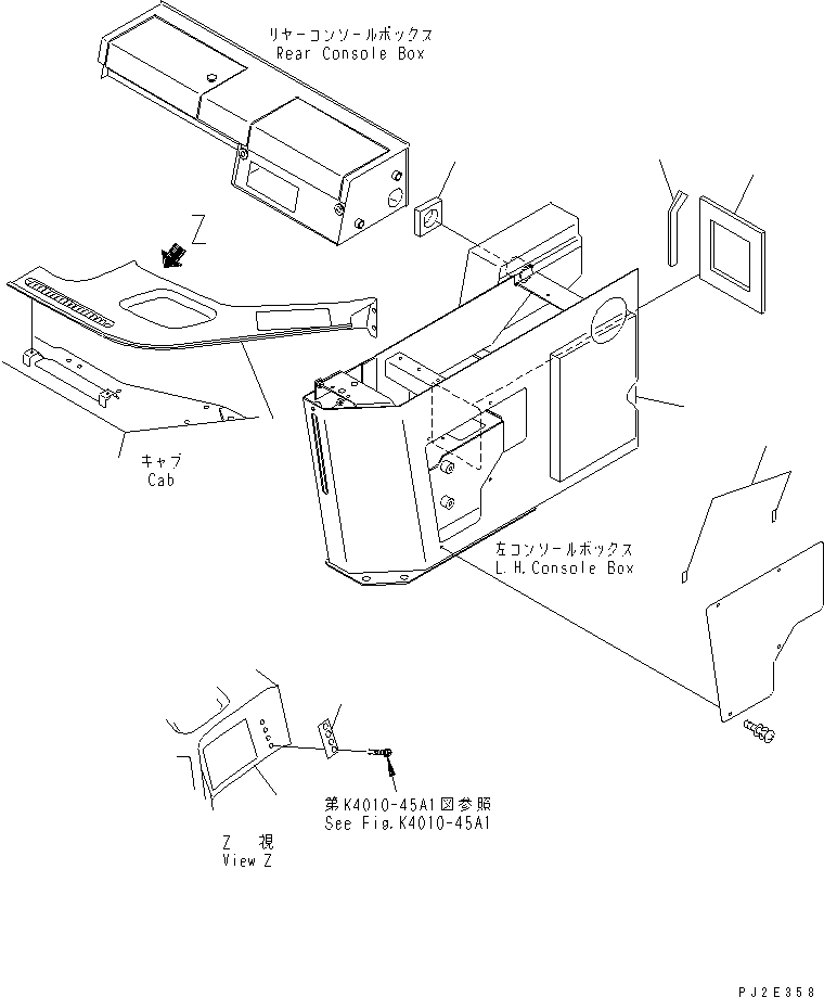 Wheel Loaders Komatsu / WA700-3 S/N 50001-UP (KA Spec.)(wa700-4c) / FLOOR (CONSOLE BOX RELATED PARTS) (WITH ADVANCED JOY STICK STEERING)(#51001-51074)(241280 : K4010-25A1)