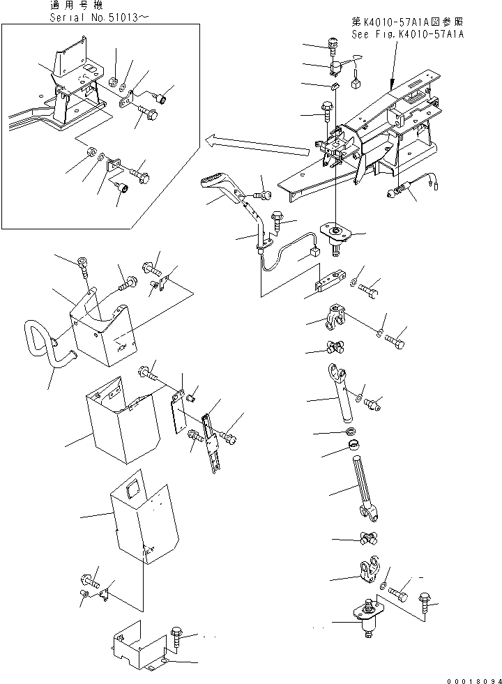 Wheel Loaders Komatsu / WA700-3 S/N 50001-UP (KA Spec.)(wa700-4c) / FLOOR (JOY STICK CONTROL LEVER AND RELATED PARTS) (WITH ADVANCED JOY STICK STEERING)(#51001-51074)(241770 : K4010-58A1)