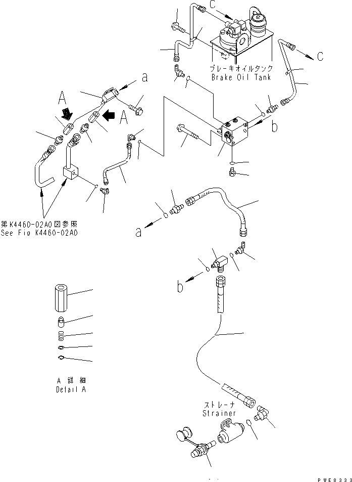 Wheel Loaders Komatsu / WA700-3 S/N 50001-UP (KA Spec.)(wa700-4c) / BRAKE CONTROL (CHECK VALVE TO STRAINER)(#50001-51074)(242140 : K4460-03A0)
