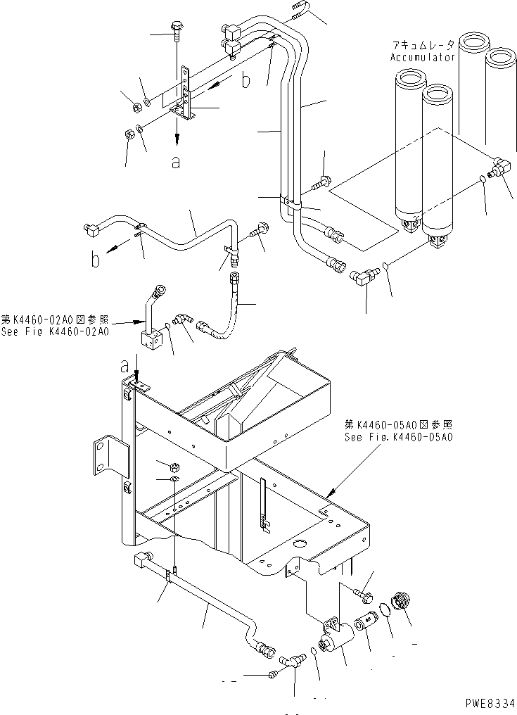 Wheel Loaders Komatsu / WA700-3 S/N 50001-UP (KA Spec.)(wa700-4c) / BRAKE CONTROL (ACCUMULATOR PIPING)(#50001-51074)(242160 : K4460-04A0)