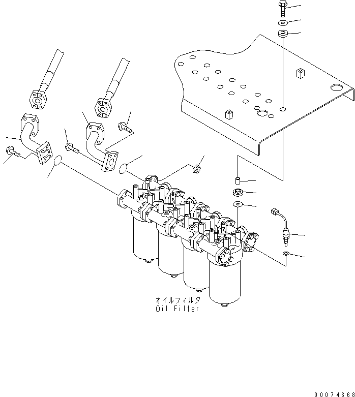 Wheel Loaders Komatsu / WA700-3 S/N 50001-UP (KA Spec.)(wa700-4c) / BRAKE CONTROL (TORQUE CONVERTER AND TRANSMISSION LINE) (OIL FILTER PIPING)(#51075-)(242240 : K4460-09B0)