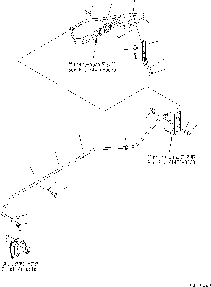 Wheel Loaders Komatsu / WA700-3 S/N 50001-UP (KA Spec.)(wa700-4c) / BRAKE PIPING (FRONT WHEEL BRAKE) (1/2) (WITH ADVANCED JOY STICK STEERING)(#51001-51074)(242260 : K4470-01A2)