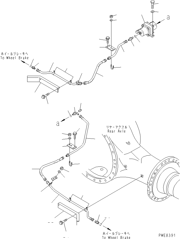 Wheel Loaders Komatsu / WA700-3 S/N 50001-UP (KA Spec.)(wa700-4c) / BRAKE PIPING (REAR WHEEL BRAKE) (2/2)(#50001-51074)(242330 : K4470-04A0)