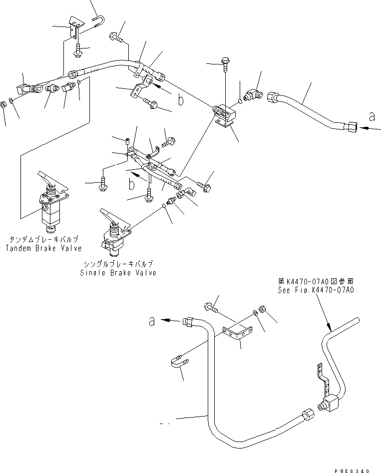 Wheel Loaders Komatsu / WA700-3 S/N 50001-UP (KA Spec.)(wa700-4c) / BRAKE PIPING (DRAIN LINE)(#50001-51074)(242400 : K4470-08A0)