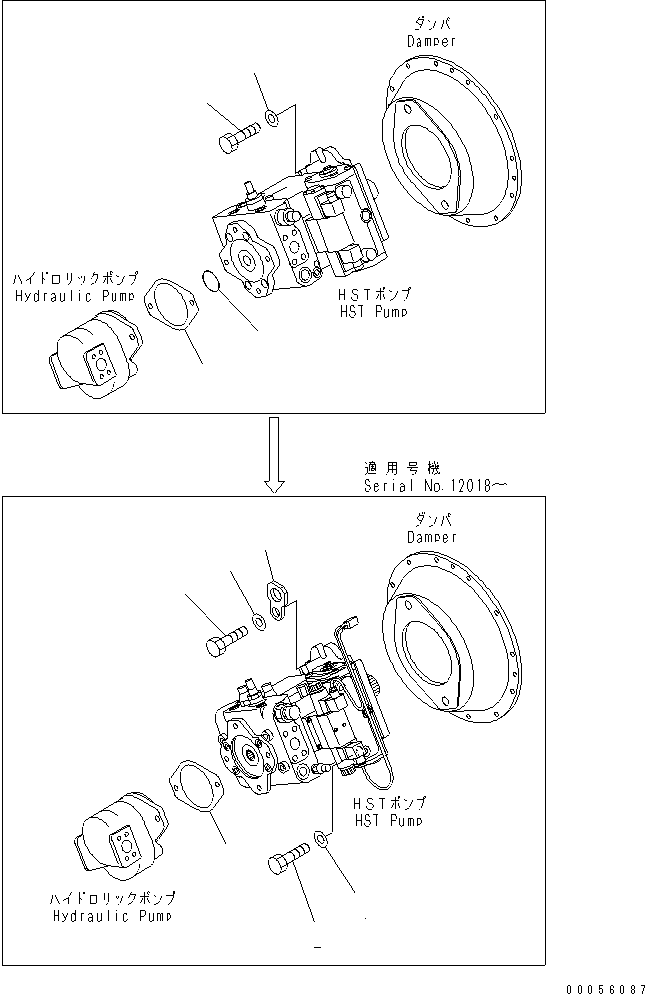 Wheel Loaders Komatsu / WA80-3 S/N 10001-UP (Cab Spec.)(wa80-3-c) / HST PUMP (HST PUMP MOUNTING PARTS)(150130 : F2430-08A0)
