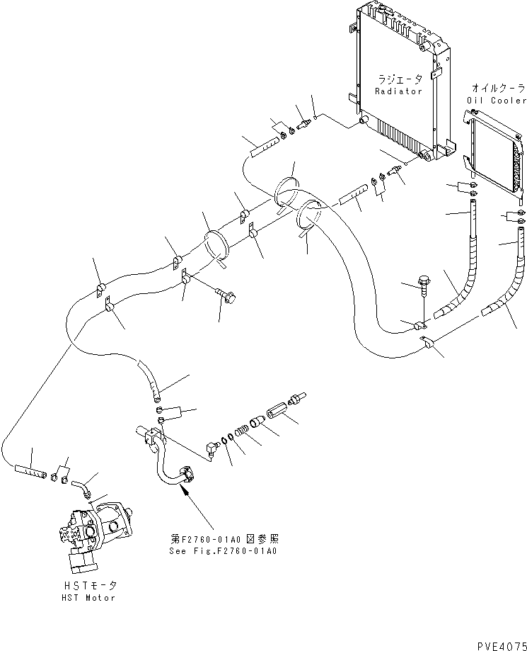 Wheel Loaders Komatsu / WA80-3 S/N 10001-UP (Cab Spec.)(wa80-3-c) / HST MAIN LINE (OIL COOLER LINE)(#10001-12000)(150220 : F2760-04A0)