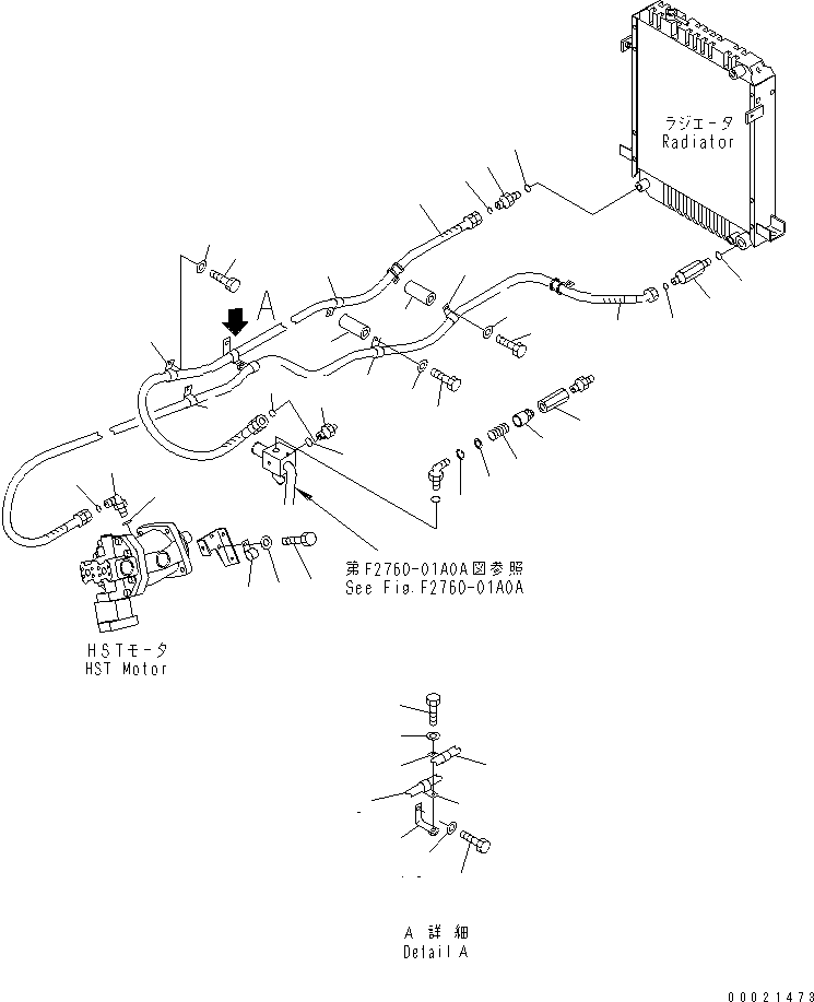 Wheel Loaders Komatsu / WA80-3 S/N 10001-UP (Cab Spec.)(wa80-3-c) / HST MAIN LINE (OIL COOLER LINE)(#12001-12027)(150230 : F2760-04A0A)