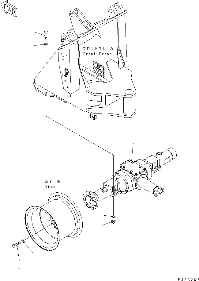 Wheel Loaders Komatsu / WA80-3 S/N 10001-UP (Cab Spec.)(wa80-3-c) / FRONT AXLE AND MOUNTING PARTS(150320 : F4400-51A0)