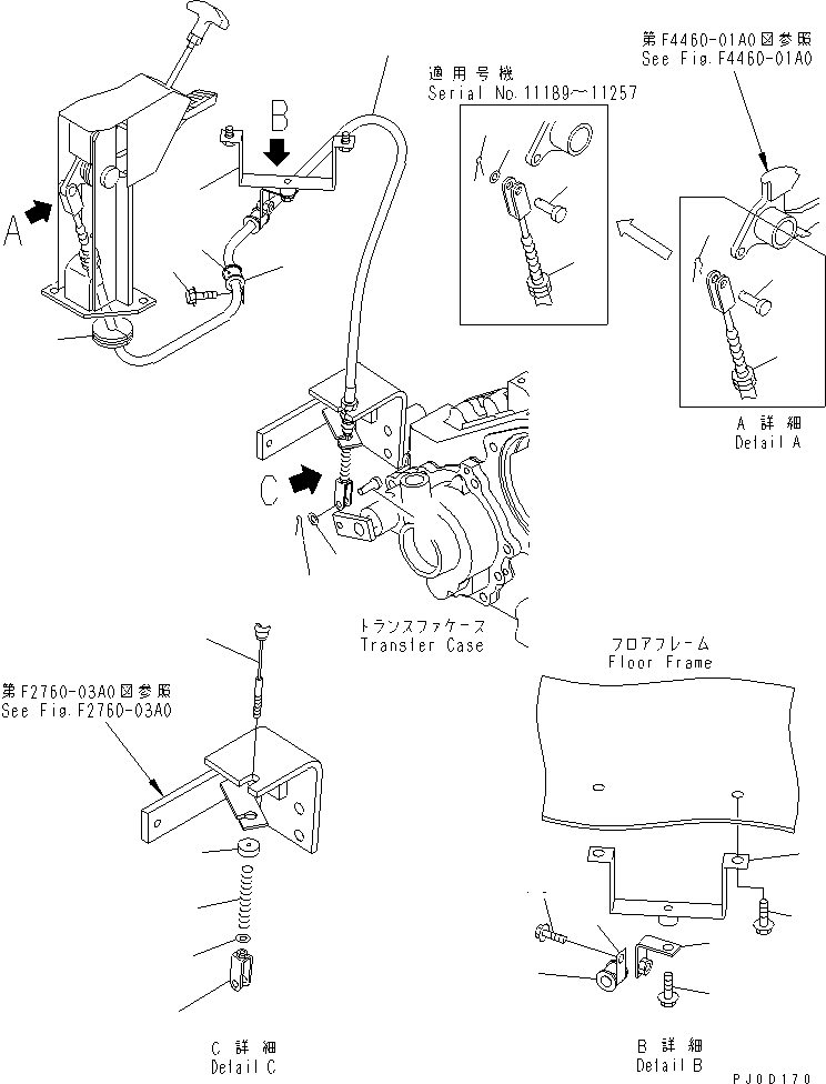 Wheel Loaders Komatsu / WA80-3 S/N 10001-UP (Cab Spec.)(wa80-3-c) / PARKING BRAKE CONTROL PARTS (LINKAGE)(150340 : F4460-02A0)