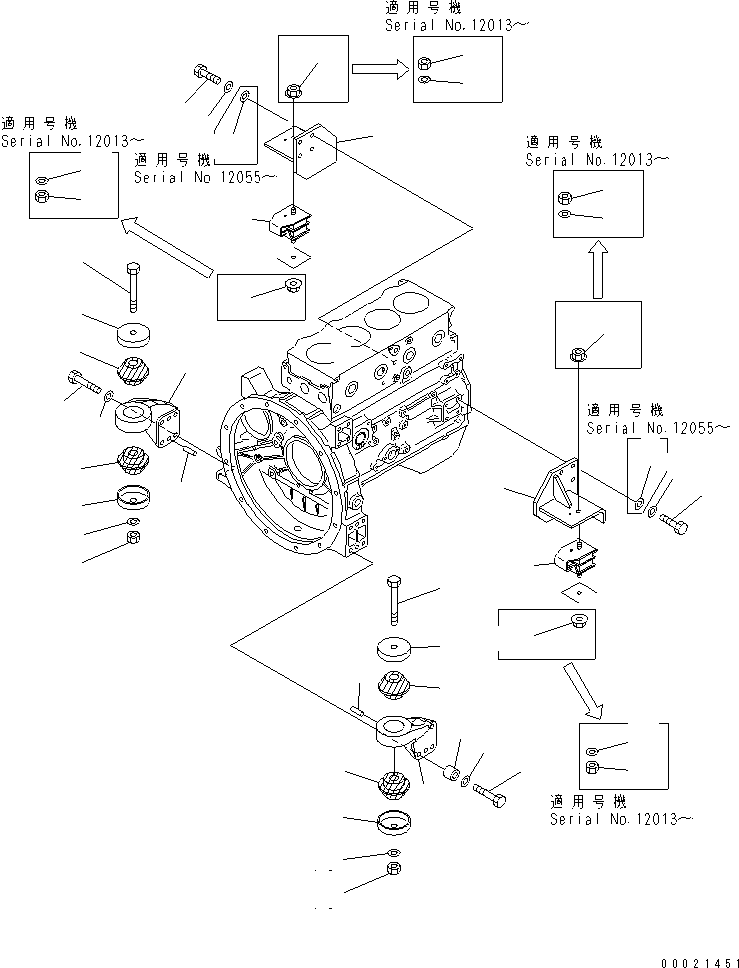 Wheel Loaders Komatsu / WA80-3 S/N 10001-UP (Canopy Spec.)(wa80-30c) / ENGINE MOUNTING PARTS(#12001-)(030040 : B0100-01A0A)