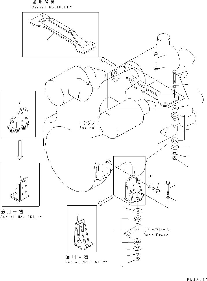 Wheel Loaders Komatsu / WA800-1-A S/N 10001-UP(wa800-2r) / ENGINE MOUNTING PARTS(030010 : 1001)