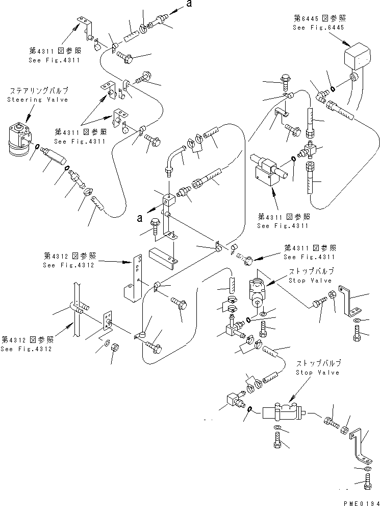 Wheel Loaders Komatsu / WA800-1-A S/N 10001-UP(wa800-2r) / STEERING OIL PIPING (FOR JOY STICK STEERING) (3/5) (DRAIN LINE)(#10501-)(120110 : 4313)