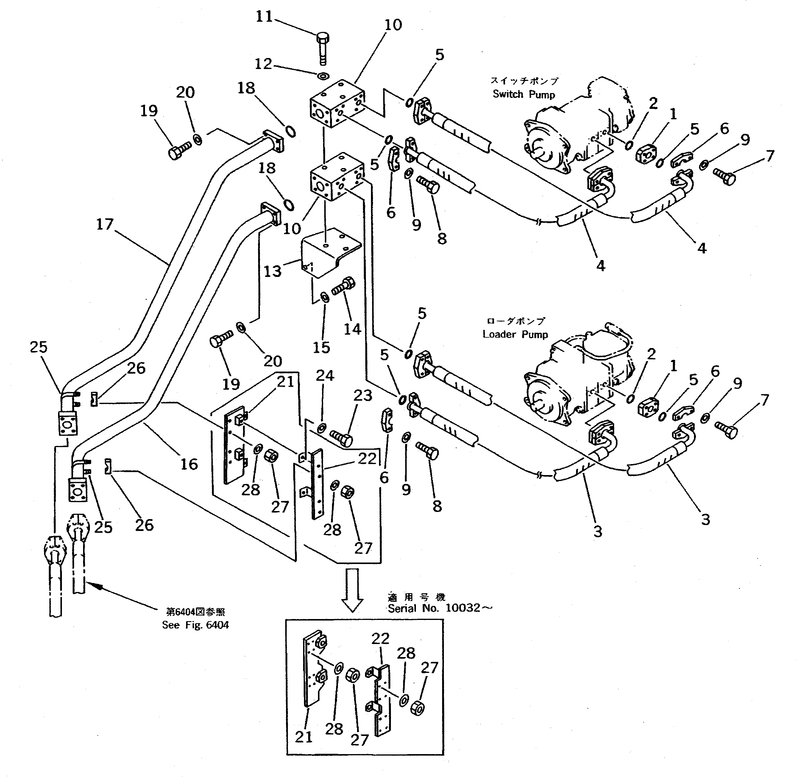 Wheel Loaders Komatsu / WA800-1-A S/N 10001-UP(wa800-2r) / HYDRAULIC PIPING (PUMP TO DEMAND VALVE 1/3)(180350 : 6403)