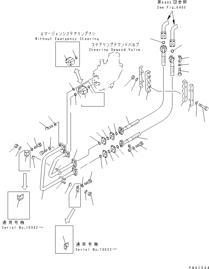 Wheel Loaders Komatsu / WA800-1-A S/N 10001-UP(wa800-2r) / HYDRAULIC PIPING (PUMP TO DEMAND VALVE 2/3)(180360 : 6404)
