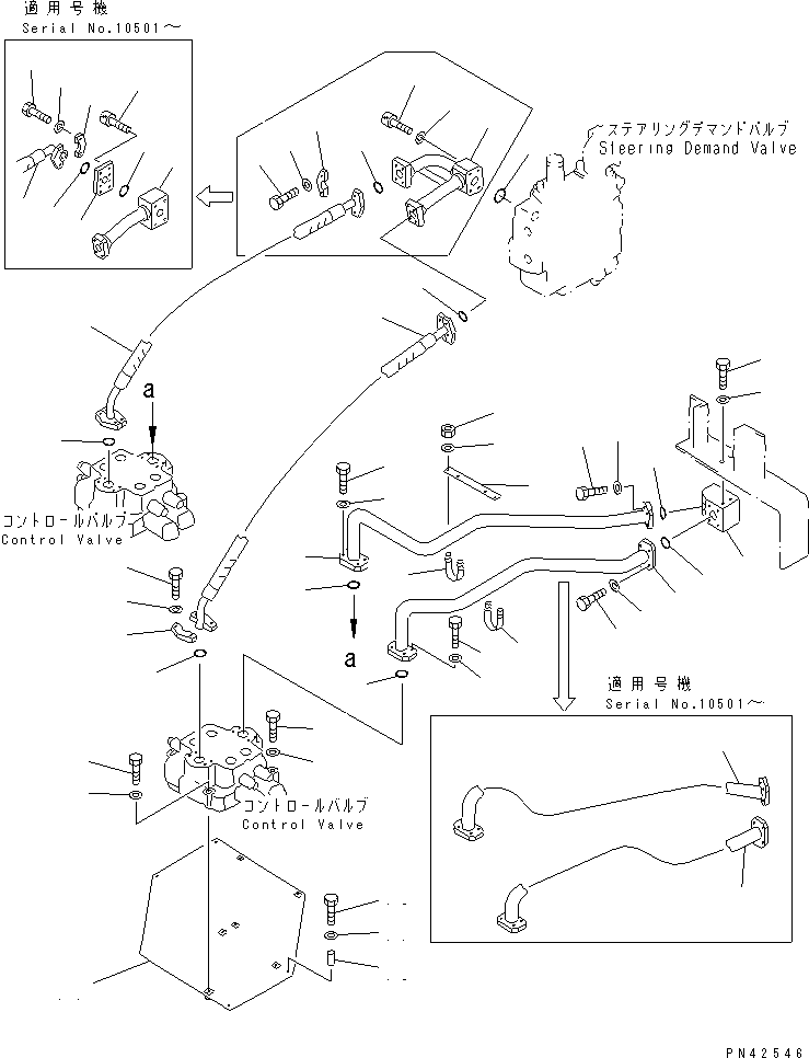 Wheel Loaders Komatsu / WA800-1-A S/N 10001-UP(wa800-2r) / HYDRAULIC PIPING (DEMAND VALVE TO CONTROL VALVE)(180380 : 6406)