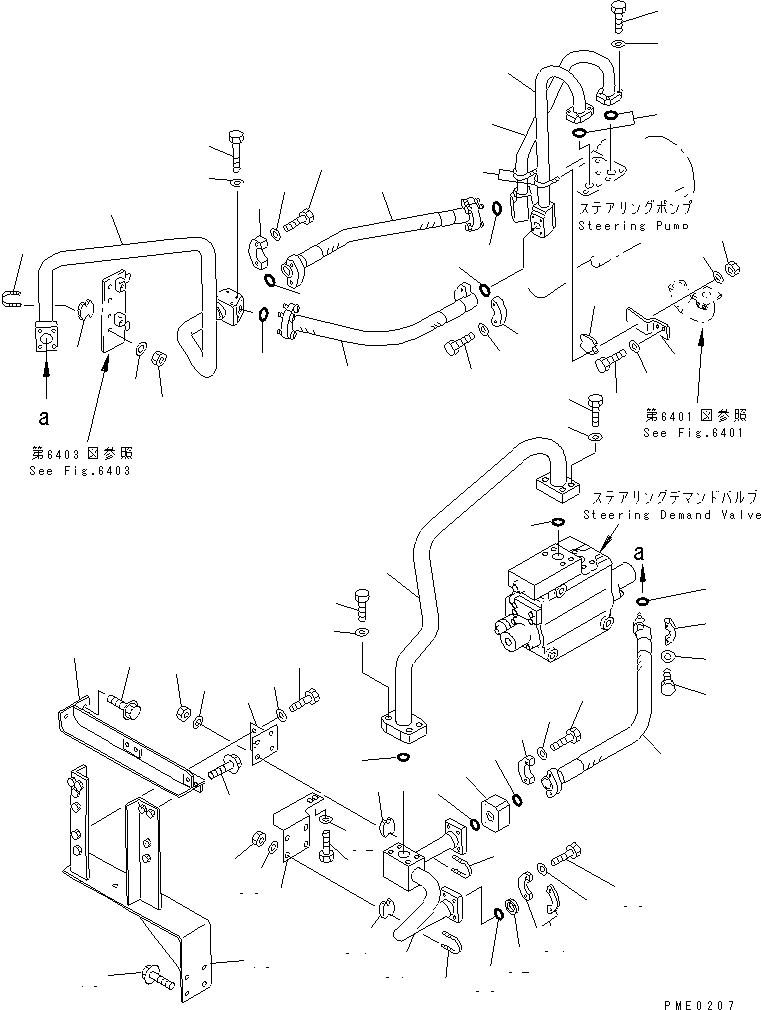 Wheel Loaders Komatsu / WA800-1-A S/N 10001-UP(wa800-2r) / HYDRAULIC PIPING (PUMP TO DEMAND VALVE 3/3) (FOR JOY STICK       STEERING) (W/O. EMERGENCY STEERING)(#10501-)(180490 : 6435)