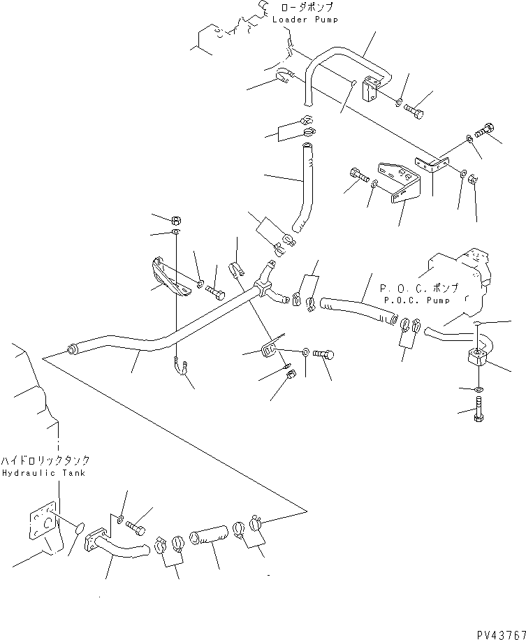 Wheel Loaders Komatsu / WA800-1-A S/N 10001-UP(wa800-2r) / HYDRAULIC PIPING (P.O.C. AND P.P.C. VALVE LINE 1/7)(180560 : 6451)
