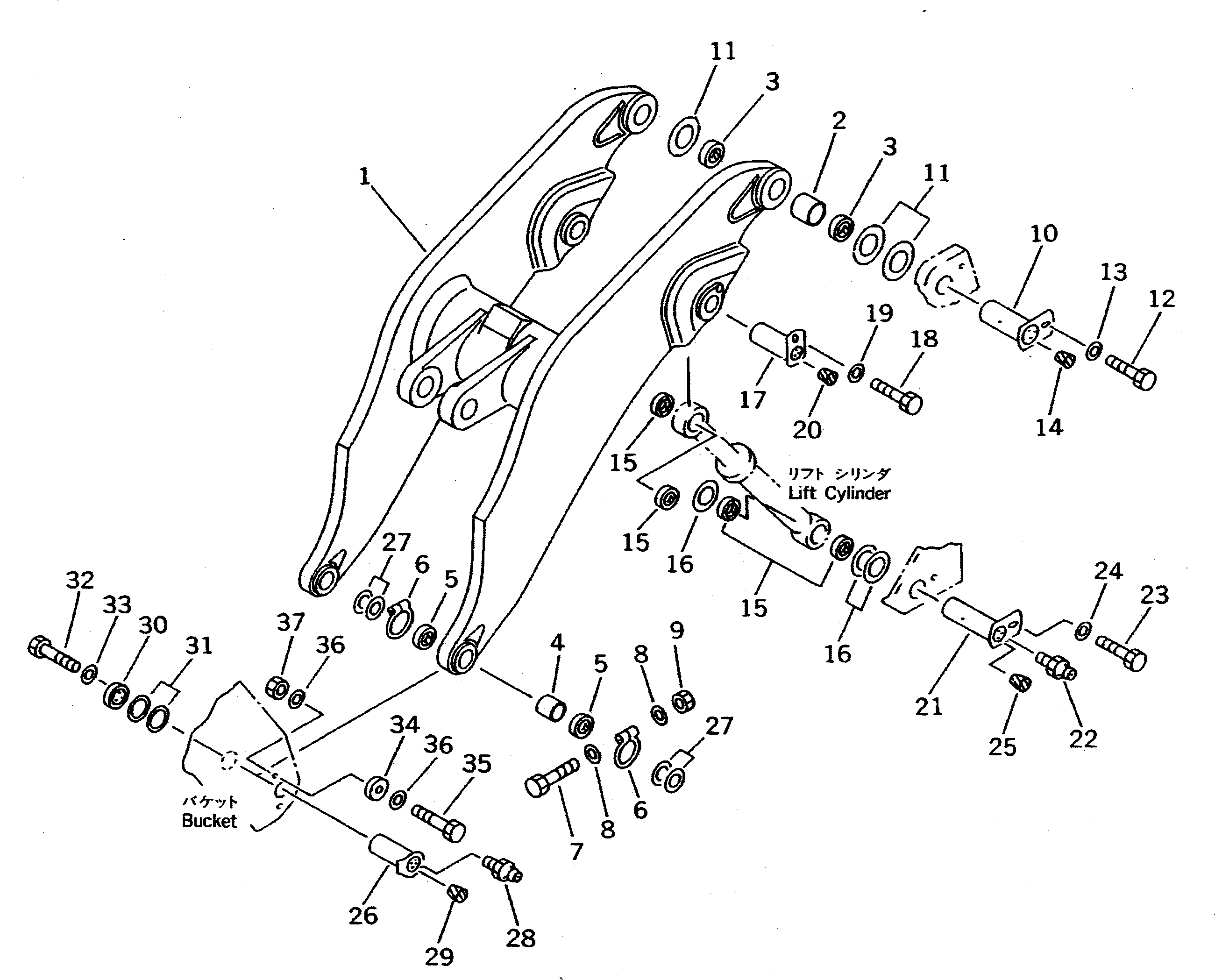 Wheel Loaders Komatsu / WA800-1-A S/N 10001-UP(wa800-2r) / LIFT ARM (FOR LOAD AND CARRY)(#10593-)(210040 : 7003A)