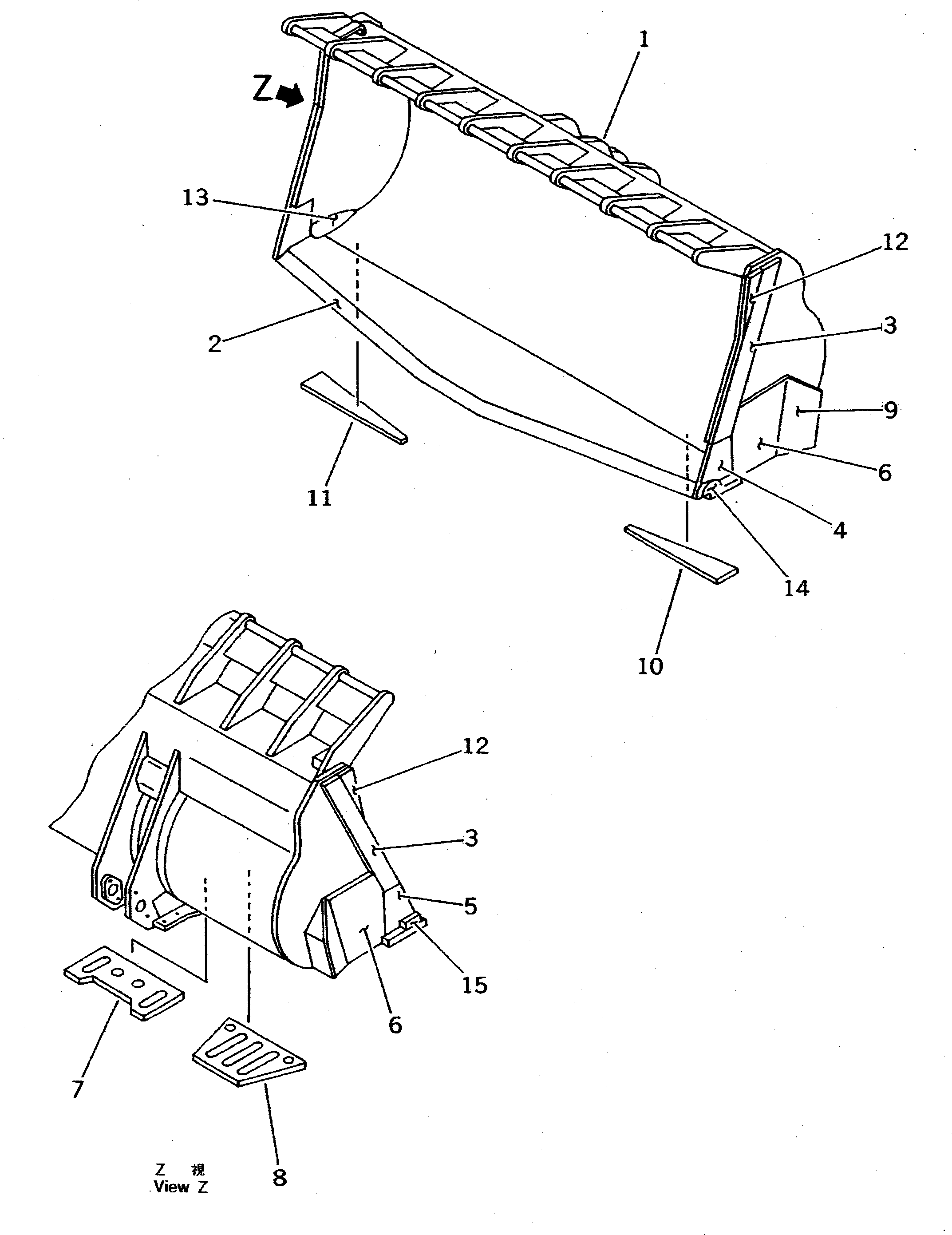 Wheel Loaders Komatsu / WA800-1-A S/N 10001-UP(wa800-2r) / BUCKET¤ 10.5M3 (SPADE NOSE) (WITHOUT TOOTH)(210240 : 7231)
