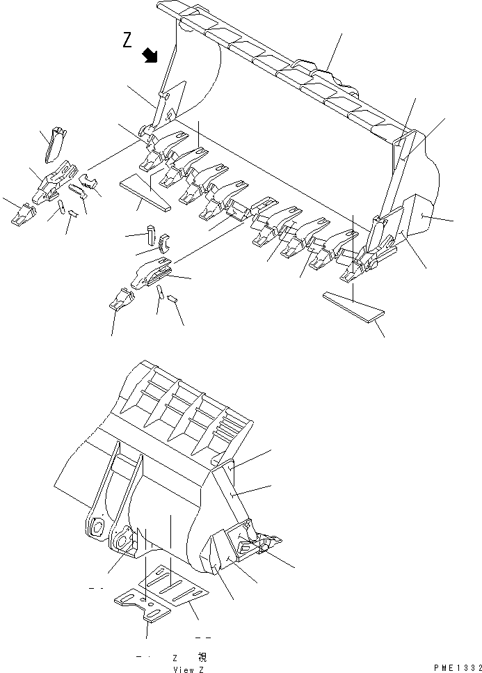 Wheel Loaders Komatsu / WA800-1-A S/N 10001-UP(wa800-2r) / BUCKET¤ 10.5M3 (SPADE NOSE) (WITH ZIPPER LIP) (LATCH LOCK TYPE)(#10501-)(210270 : 7269)