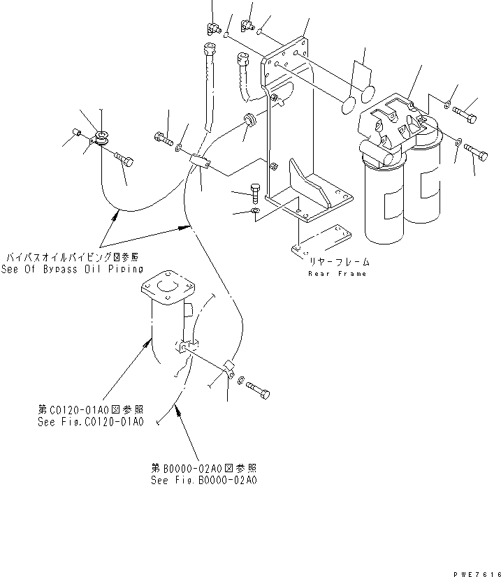 Wheel Loaders Komatsu / WA900-3 S/N 50001-UP(wa900-3c) / ENGINE (BYPASS OIL FILTER AND PIPING)(#50001-50094)(030050 : B0000-03B0)