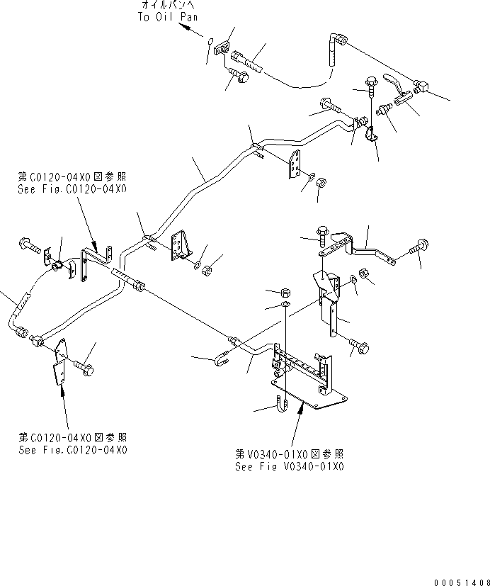 Wheel Loaders Komatsu / WA900-3 S/N 50001-UP(wa900-3c) / COOLING LINE (ENGINE OIL QUICK FILL PIPING) (RIO TINTO SPEC.)(#50076-50094)(060380 : C0120-05X0)