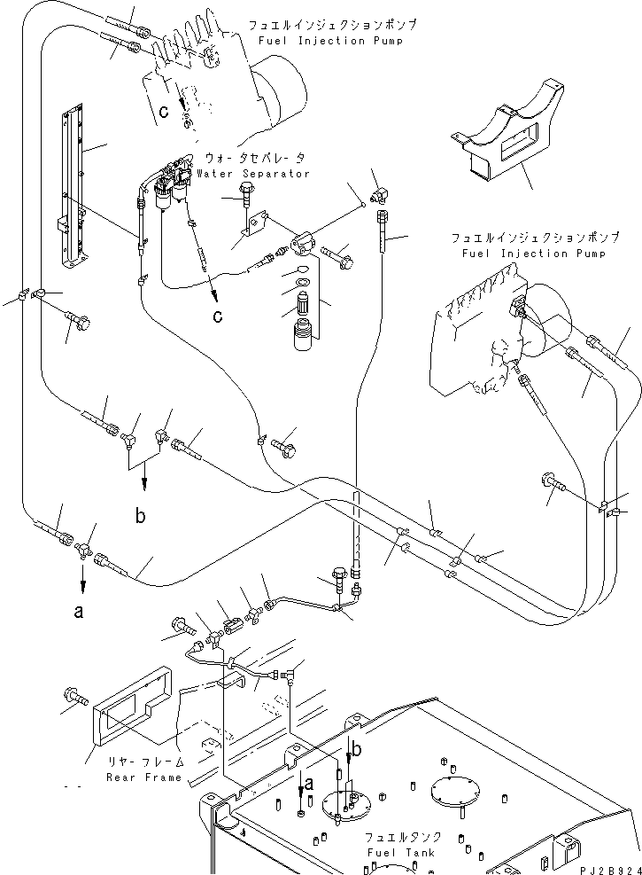 Wheel Loaders Komatsu / WA900-3 S/N 50001-UP(wa900-3c) / FUEL PIPING (FUEL TANK LINE) (WITH WATER SEPARATOR) (TIRE INFLATION)(#50001-50094)(090180 : D0200-03A2)
