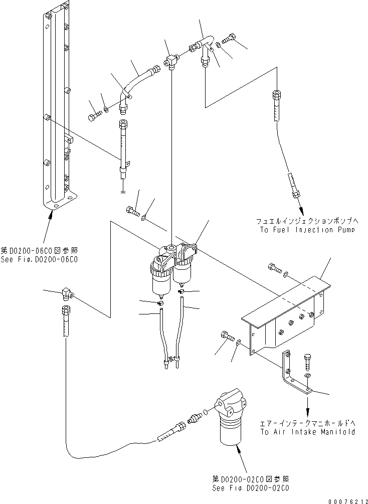 Wheel Loaders Komatsu / WA900-3 S/N 50001-UP(wa900-3c) / FUEL PIPING (WATER SEPARATOR LINE ? 2/2)(#50095-)(090190 : D0200-03C0)