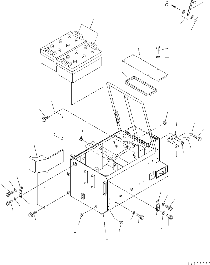 Wheel Loaders Komatsu / WA900-3 S/N 50001-UP(wa900-3c) / BATTERY BOX ? L.H. (BATTERY AND BATTERY BOX) (BATTERY DISCONNECT SWITCH)(#50141-)(120020 : E0101-01C1)