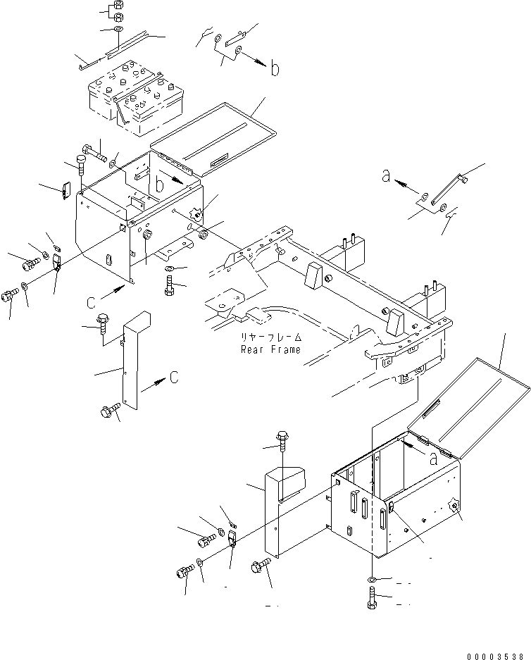 Wheel Loaders Komatsu / WA900-3 S/N 50001-UP(wa900-3c) / BATTERY MOUNTING (BOX AND BATTERY MOUNTING) (SOUND PACKAGE SPEC.)(#50029-50094)(120220 : E0120-01A1)
