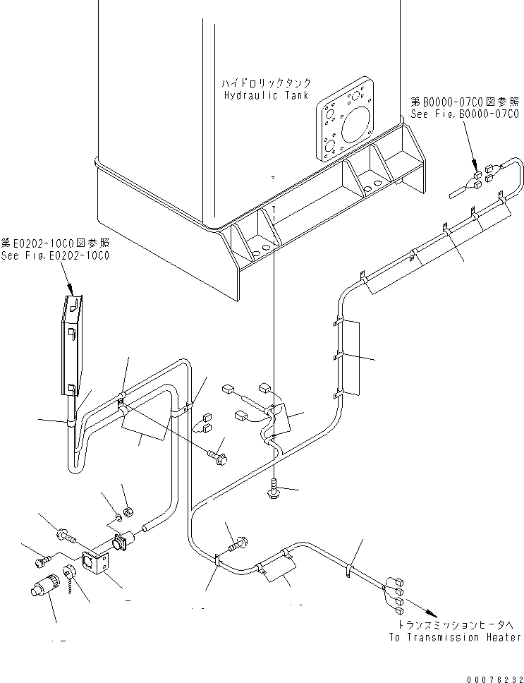 Wheel Loaders Komatsu / WA900-3 S/N 50001-UP(wa900-3c) / REAR HARNESS (OIL HEATER LINE MOUNTING PARTS)(#50095-)(120460 : E0202-06C0)