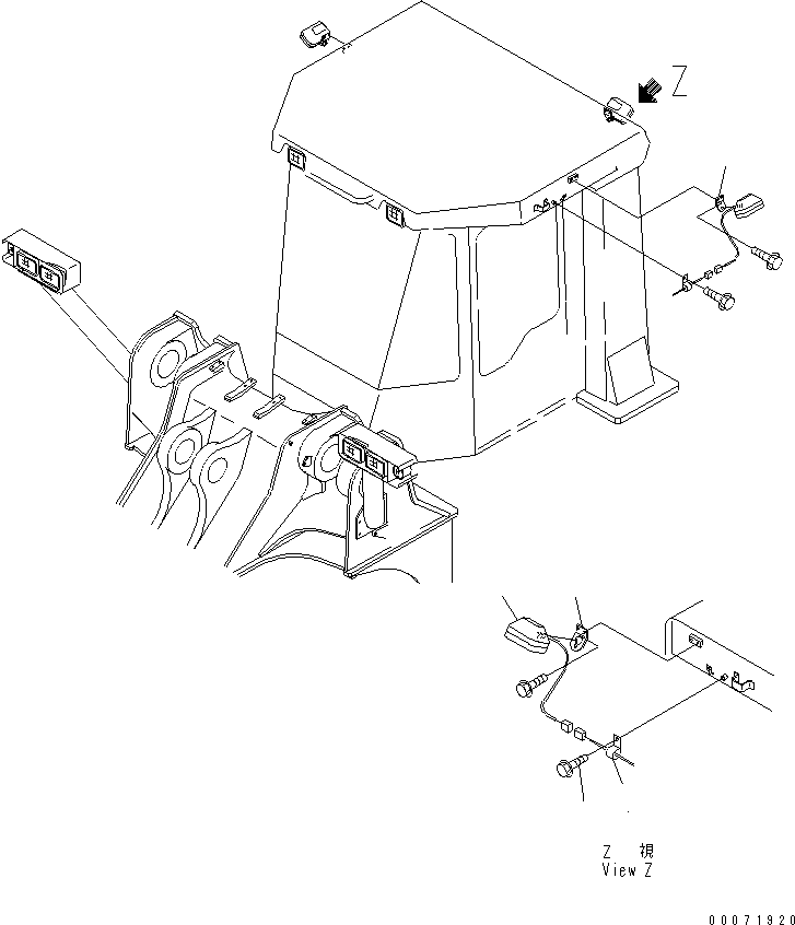Wheel Loaders Komatsu / WA900-3 S/N 50001-UP(wa900-3c) / ADDITIONAL WORK LAMP (STEP LIGHT AND L.H. SIDE WORK LAMP MOUNTING)(#50095-)(120680 : E0301-01C0)